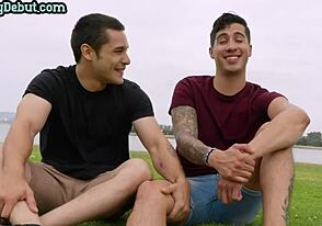 this athletic jock tried fucking for the first time, nailing a tattooed stud till cum.