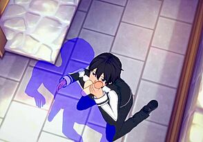 Sword Art Online Yaoi Kiritoのフェラチオ射精