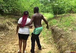 Yo, let’s get rough before hitting the party next door, caught this BBW amateur banging the chief in the forest!