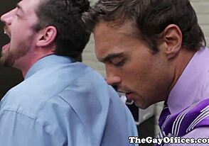 ऑफिस हंक्स ने इंटेंस गांड चुदाई थ्रीसम में डुबकी लगाई