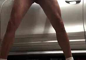 Spying on Hot Amateur Cock Action in Garage Gym Setup