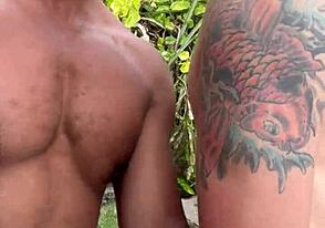 hints of wild bareback action on abrico beach with african amateur