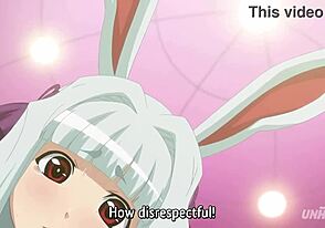 젊은 헨타이 코스플레이어가 자막 장면에서 바지 젖히기