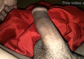 Horny Indian Bisexual Shemale in Red Satin Masturbation Sex