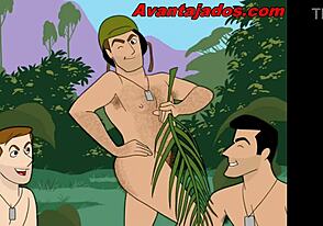 Porno em desenho z vojaškimi geji, ki divjajo v akciji.