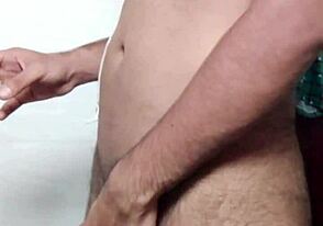 Can't stop himself from stroking that massive Indian cock