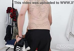 Steamy gay threesome in laundry basket