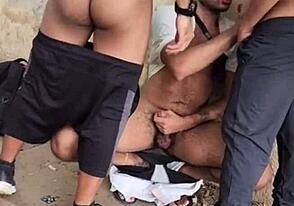 Offering my buddy for a public outdoor bareback.