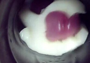 he explored deep inside the fleshlight and finished with a messy creampie