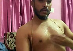 Solo gay guy’s deepthroat skills on display
