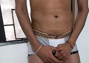 Ever wondered how a skinny Latino with an uncut cock finishes strong?