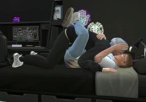 Gay jock and nerd roommates in hot gay action in The Sims 4