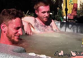 Ginger hottie got out of jacuzzi to bang his dick