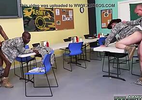 Yo, shirtless army men sucking big cocks in hot video