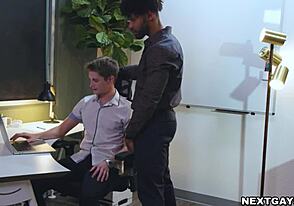 Steamy office encounter: hot gay scene